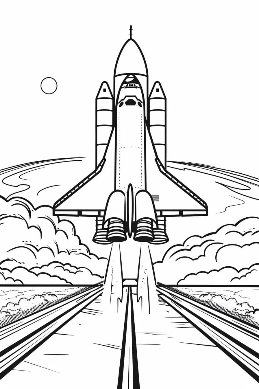 Desenho de Foguete Está Decolando para Colorir