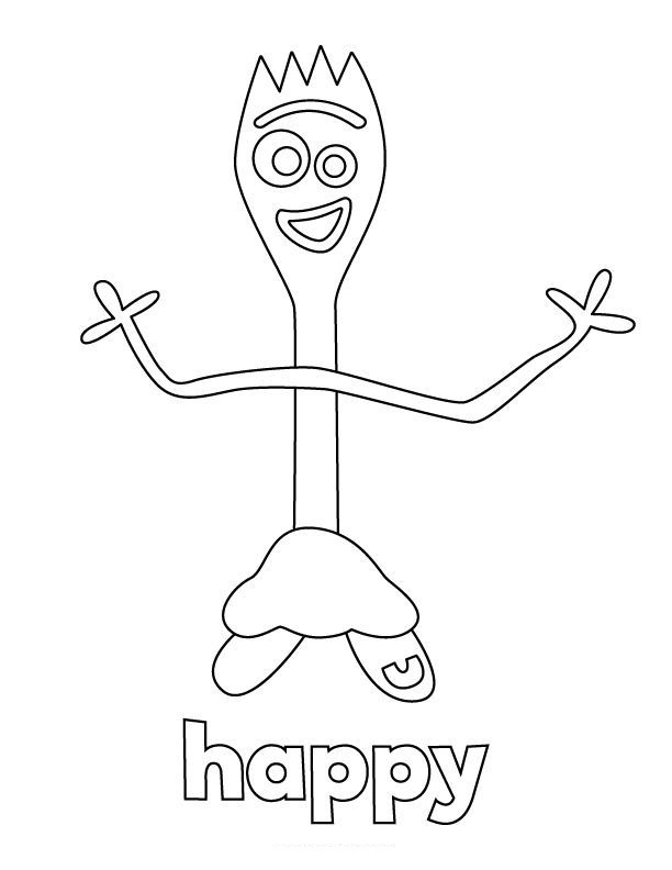 Desenho de Forky para Pintar Giz de Cera