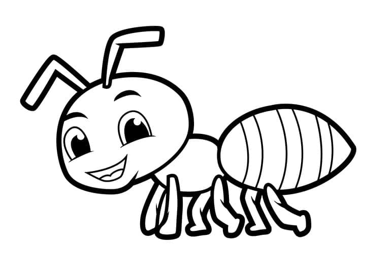Desenho de Formigá Animada para Colorir