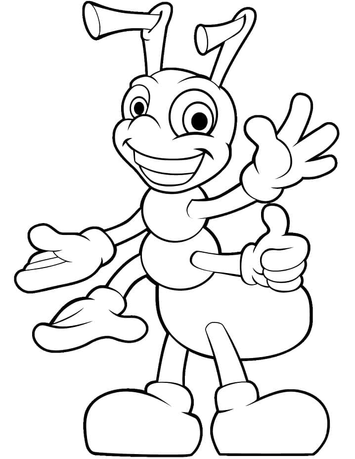 Desenho de uma Formigá Animada para Colorir