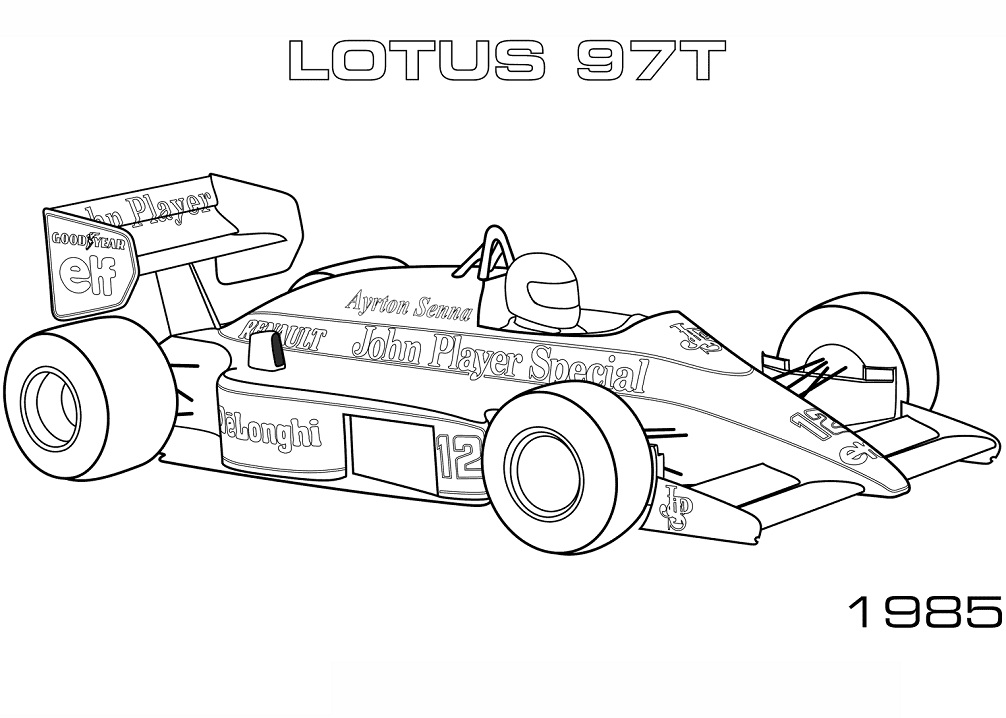 Desenho de Carro de Fórmula um Campeão para Imprimir
