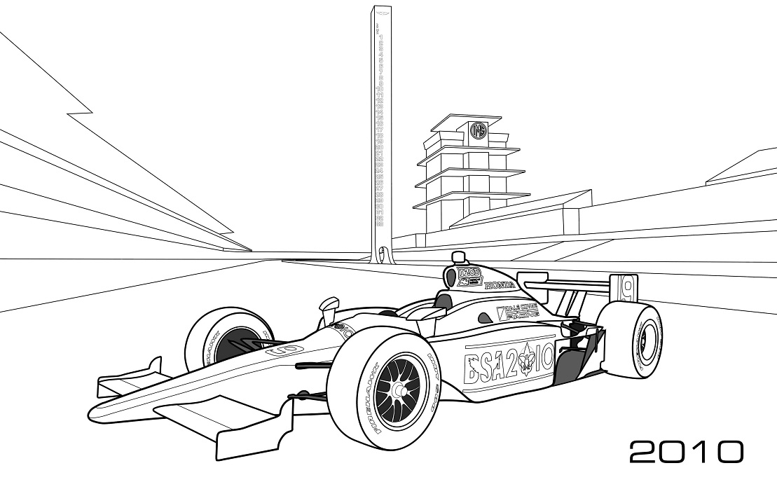 Desenho de Carro de Fórmula um Clássica para Colorir