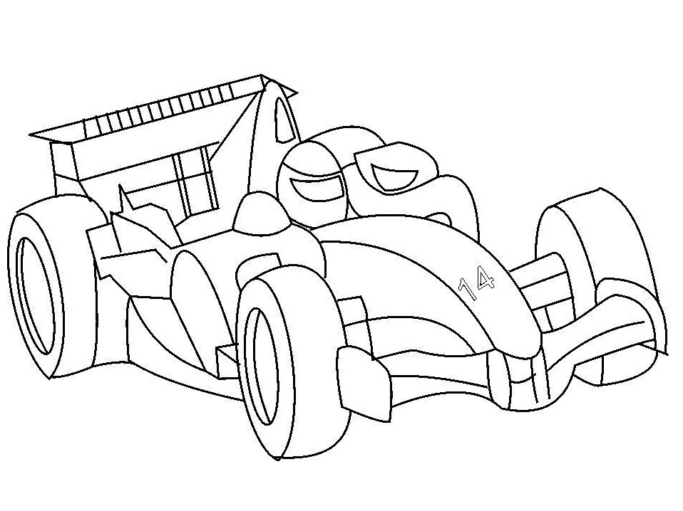 Desenho de Carro de Fórmula um com Pódio para Imprimir