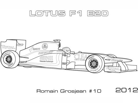 Desenho de Carro de fórmula Um Realista para Colorir