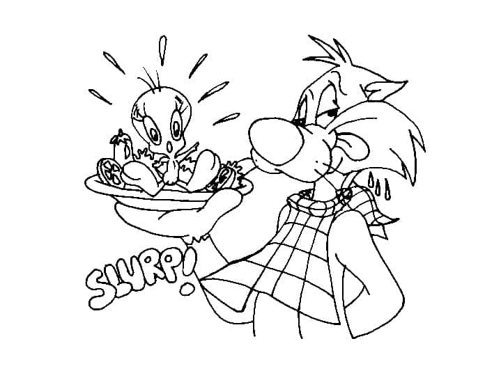 Desenho de Frajola e Piu Piu para Colorir