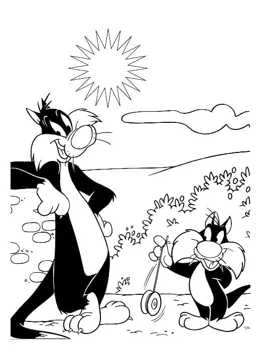 Desenho de Frajola para Pintar Giz de Cera