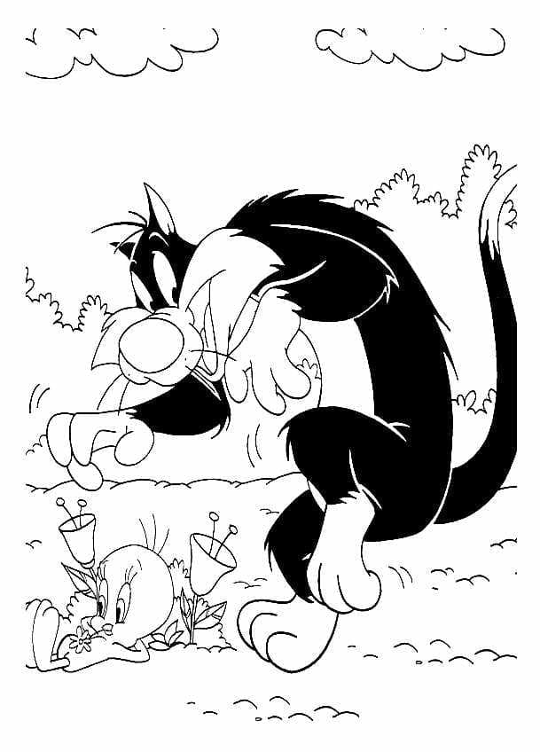 Desenho de Frajola Sentado para Colorir Pdf
