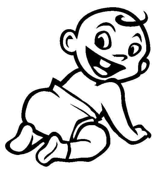 Desenho de Bebê com Fraldas para Colorir
