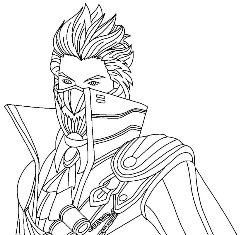 Desenho de Free Fire com Armá para Colorir