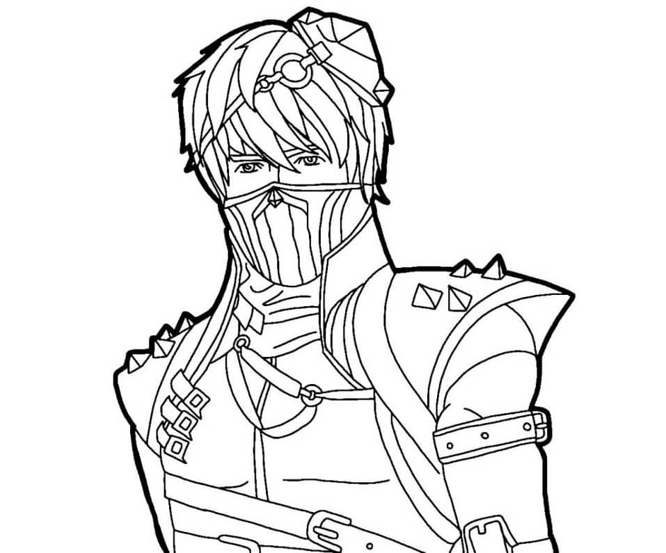 Desenho de Free Fire com Fundo para Colorir