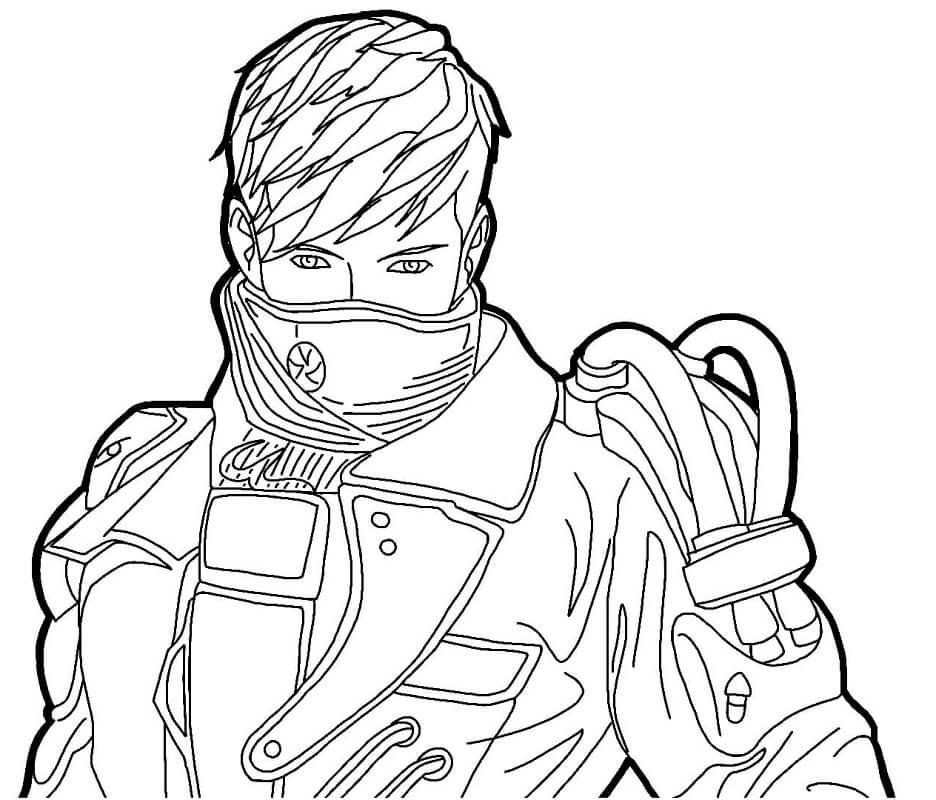 Desenho de Personagem de Free Fire para Colorir Pdf