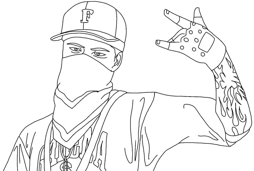 Desenho Hip Hop Elite Free Fire para Colorir