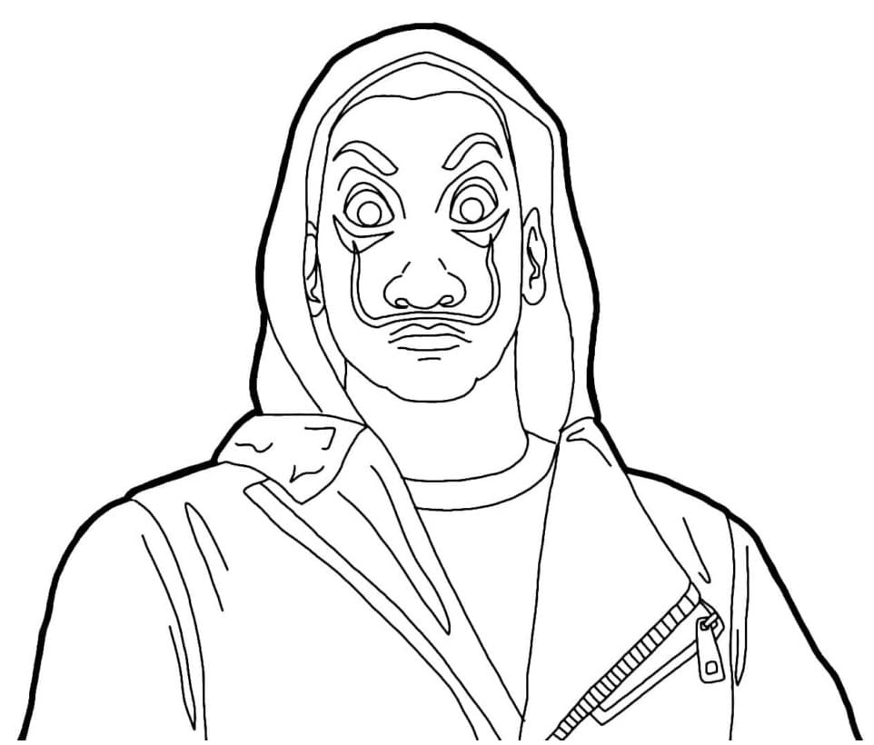 Desenho Money Heist Free Fire para Colorir