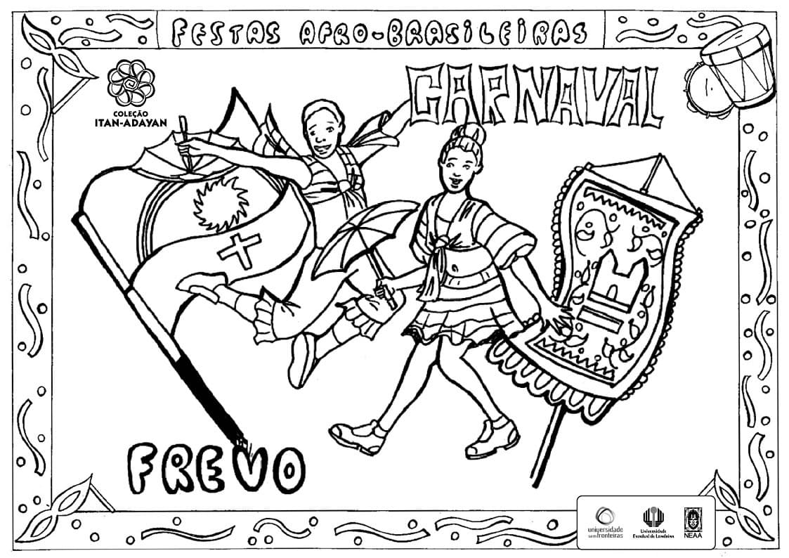 Desenho de Carnaval Frevo para Colorir
