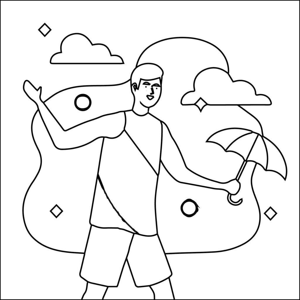Desenho de Frevo Grátis para Colorir