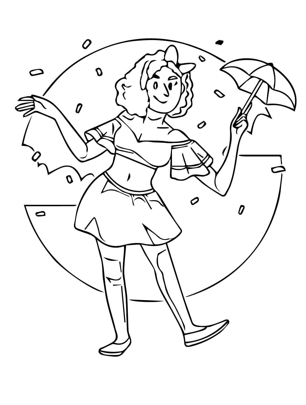 Desenho de Frevo Imprimivel para Crianças para Colorir