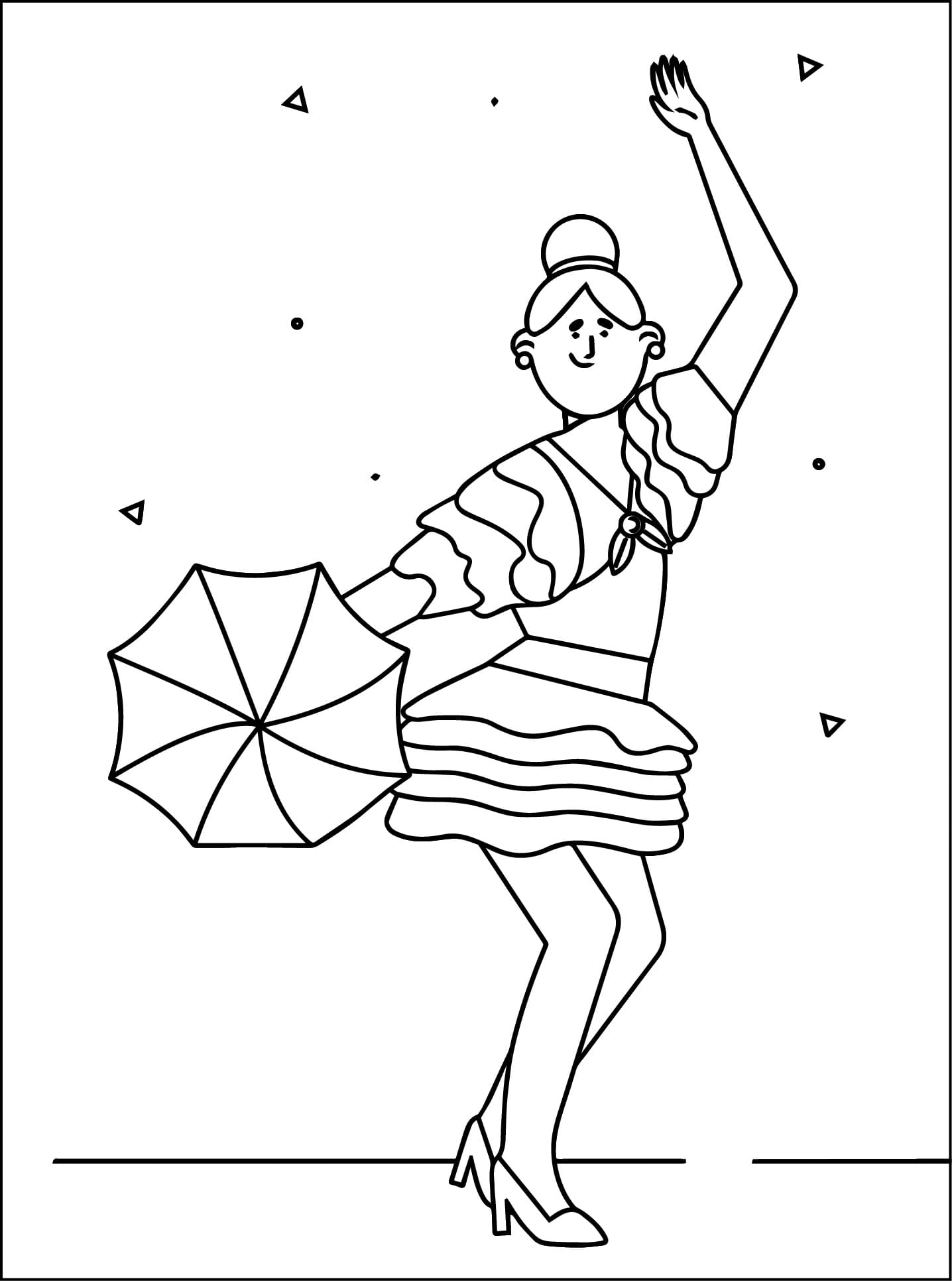 Desenho de Frevo Imprimivel para Colorir