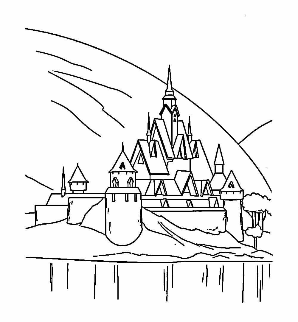 Desenho de Castelo de Elsa em Frozen para Colorir