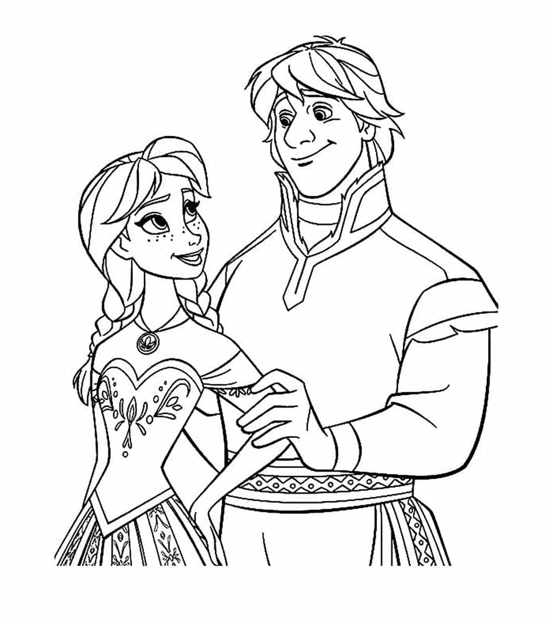 Desenho de Lindo Casal em Frozen para Colorir
