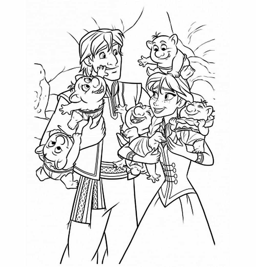 Desenho de Pequenos Trolls em Frozen para Colorir
