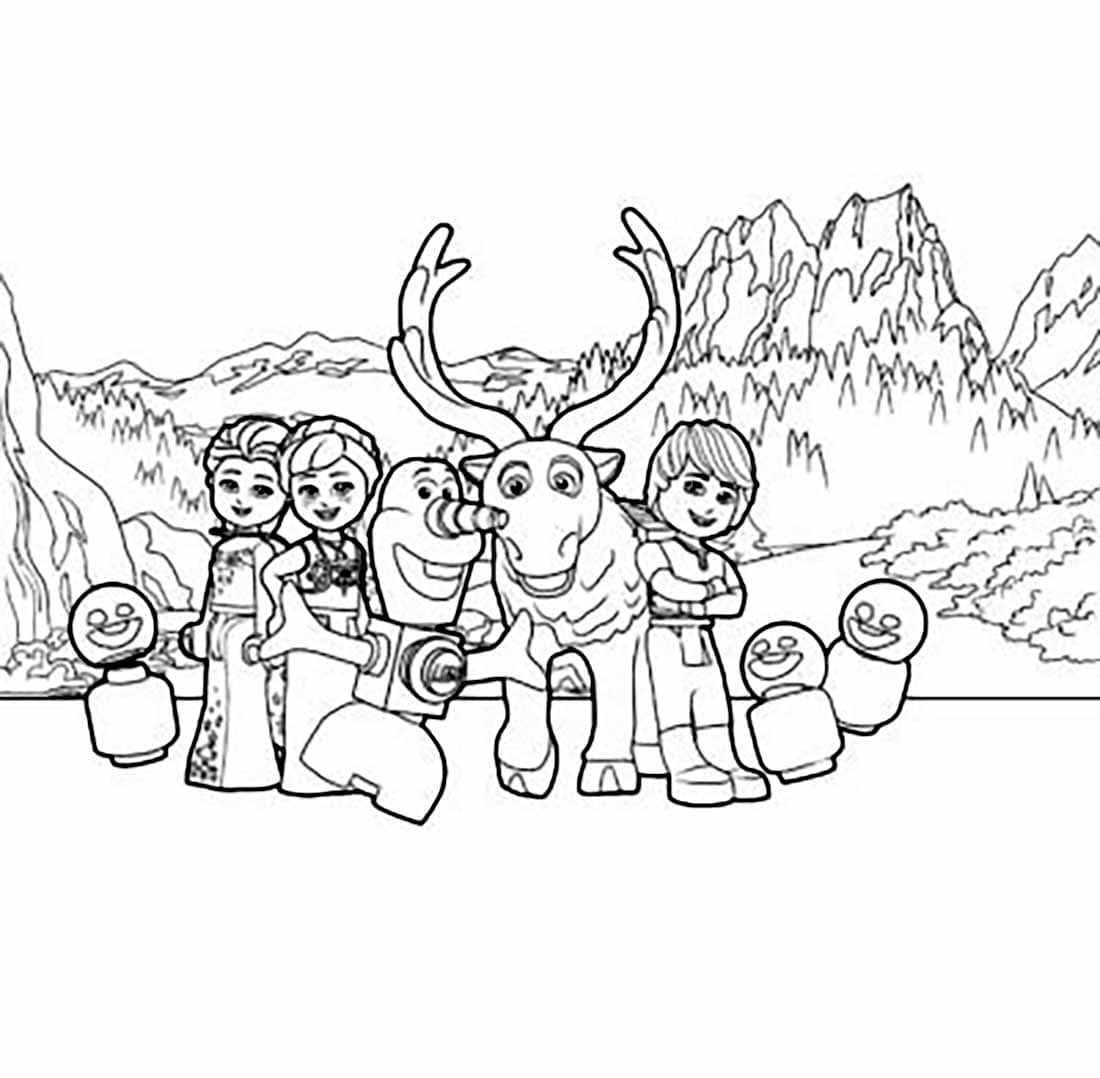 Desenho de Personagens Lego Frozen para Colorir
