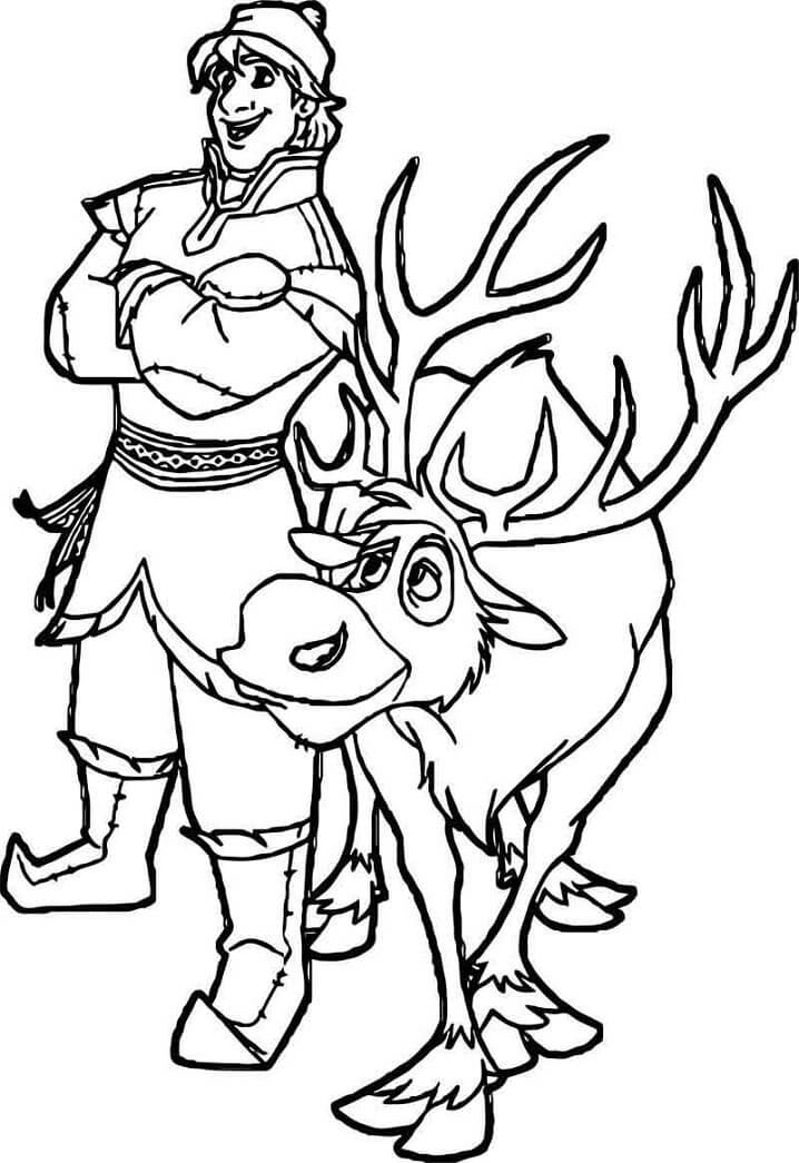 Baixar Desenho Pdf de Sven e Kristoff de Frozen para Colorir