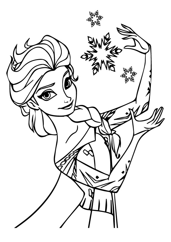 Desenho de Elsa com Flocos de Neve para Colorir
