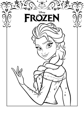 Desenho de Elsa do Filme Frozen para Colorir