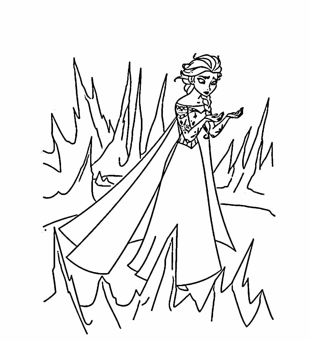 Desenho de Elsa Está Chateada para Colorir