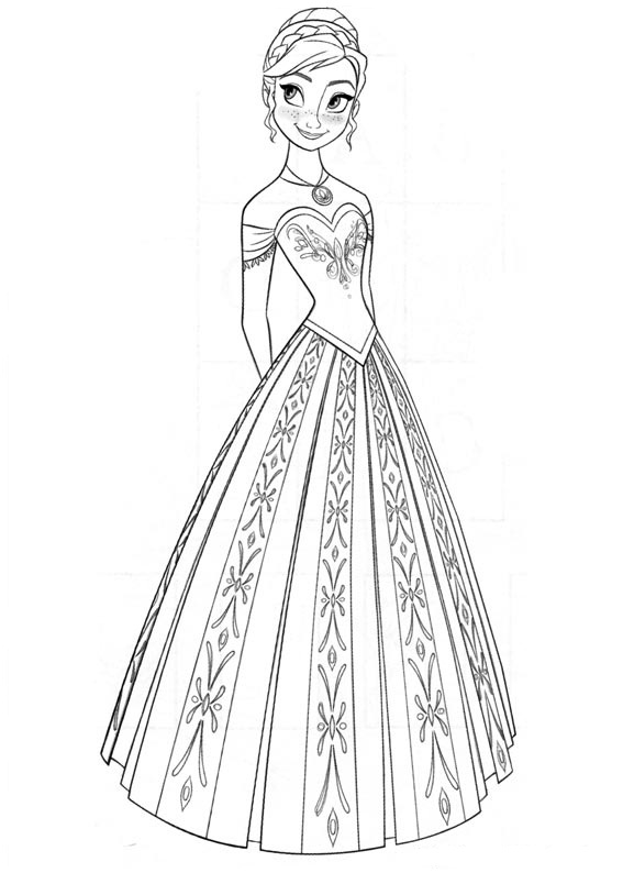 Desenho de Frozen Roupa de Festa para Colorir Grátis