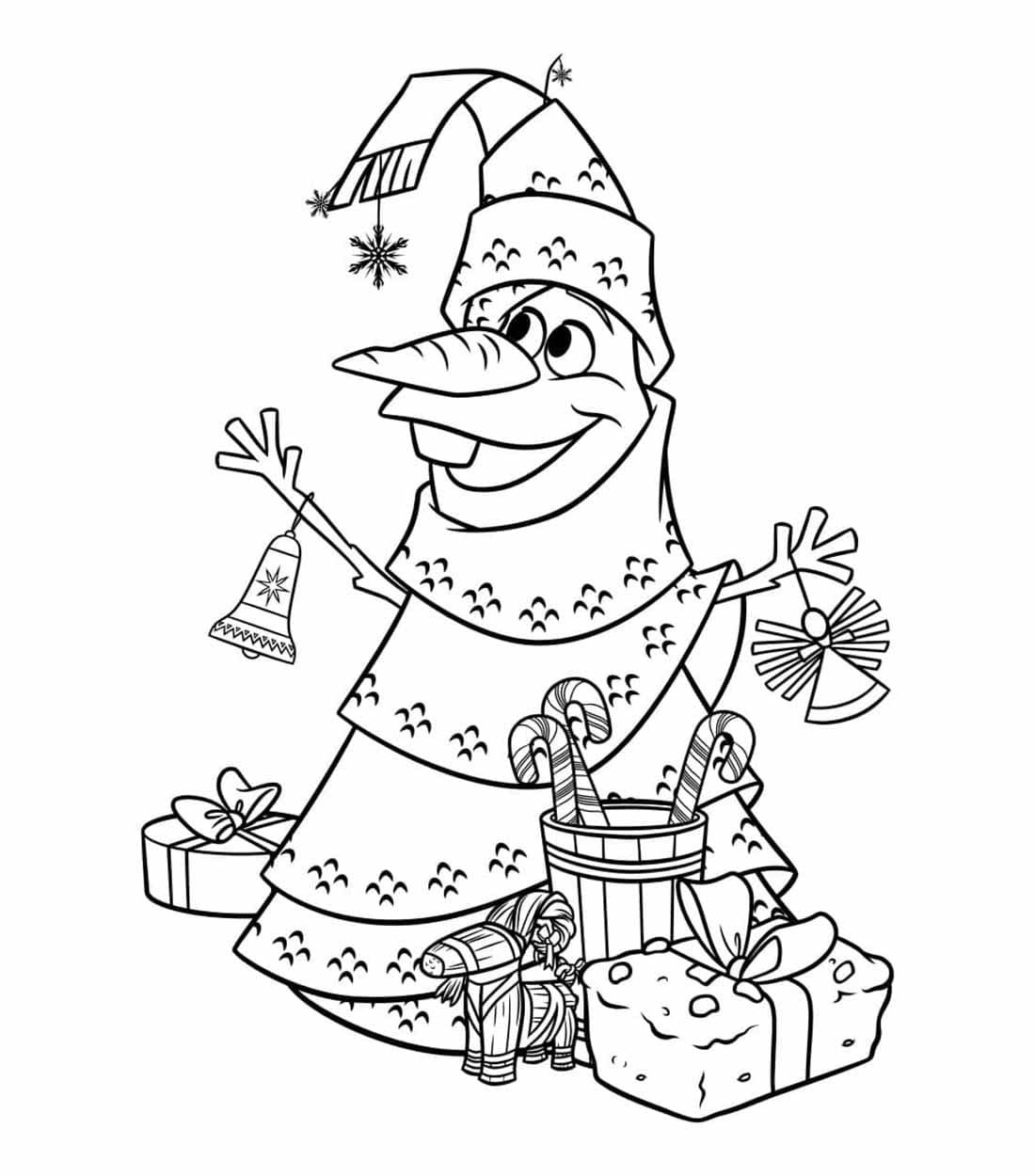 Desenho de Olaf Capá Árvore de Natal para Colorir