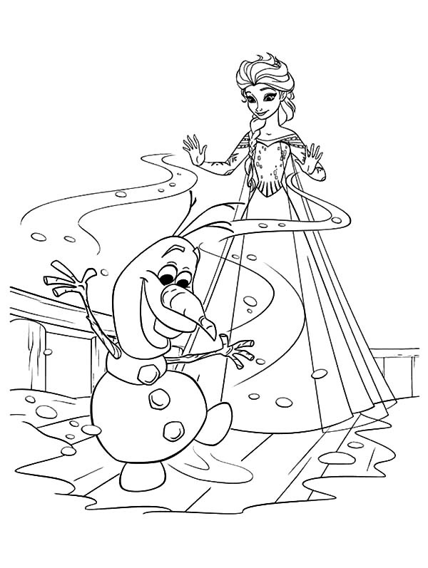 Desenho Olaf e Elsa para Colorir