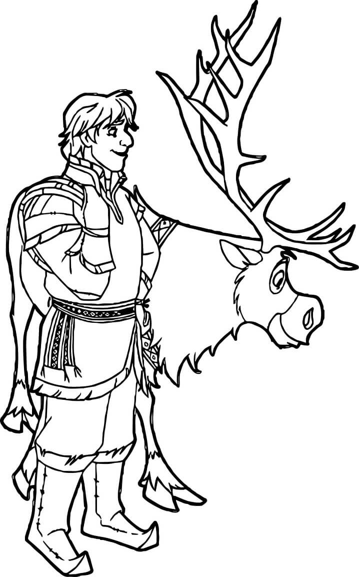 Desenho Pdf de Sven e Kristoff para Colorir com Lápis de Cor
