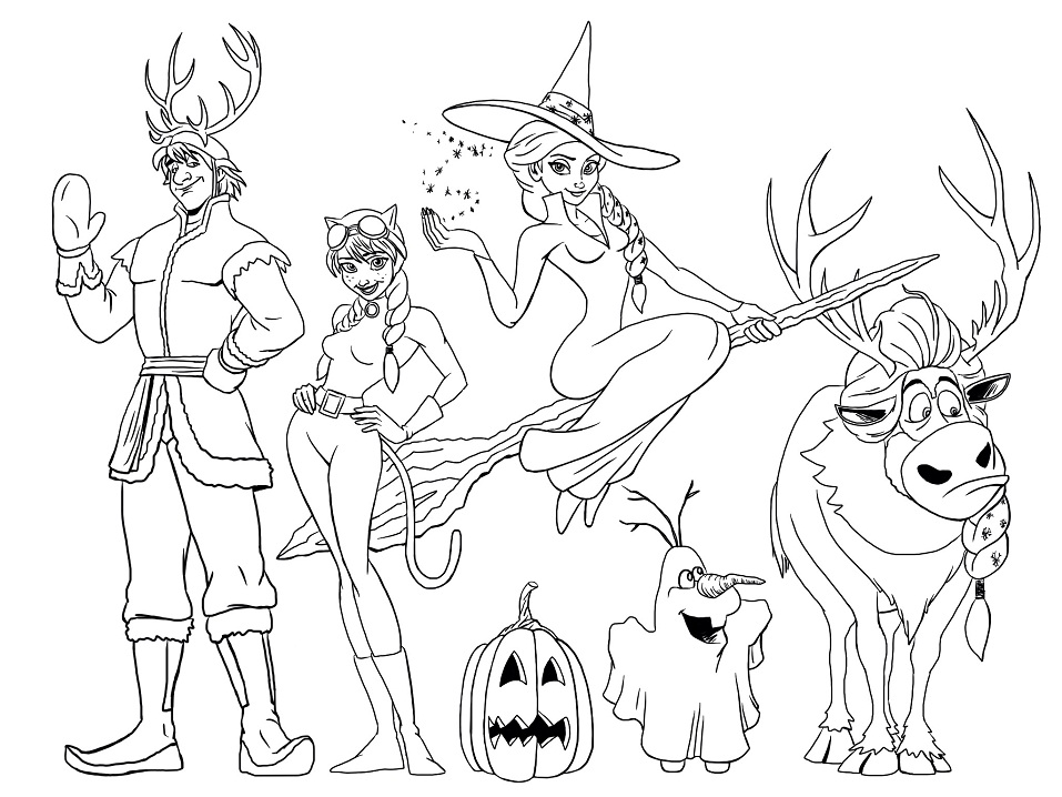 Desenho Personagens de Frozen para Colorir