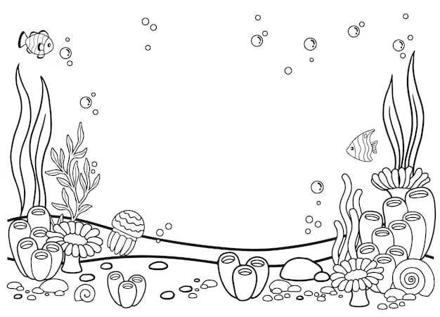 Desenho de Cena do Fundo do Mar para Colorir
