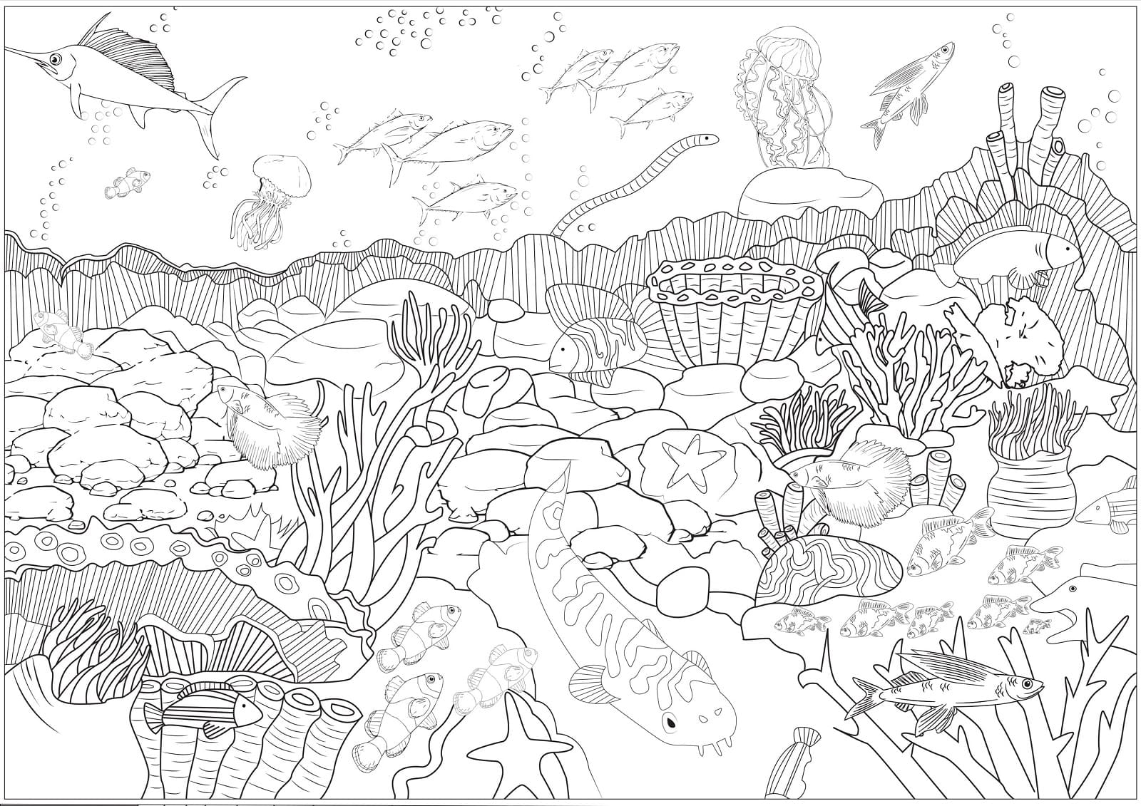 Desenho de Fundo do Mar Grátis para Crianças para Colorir