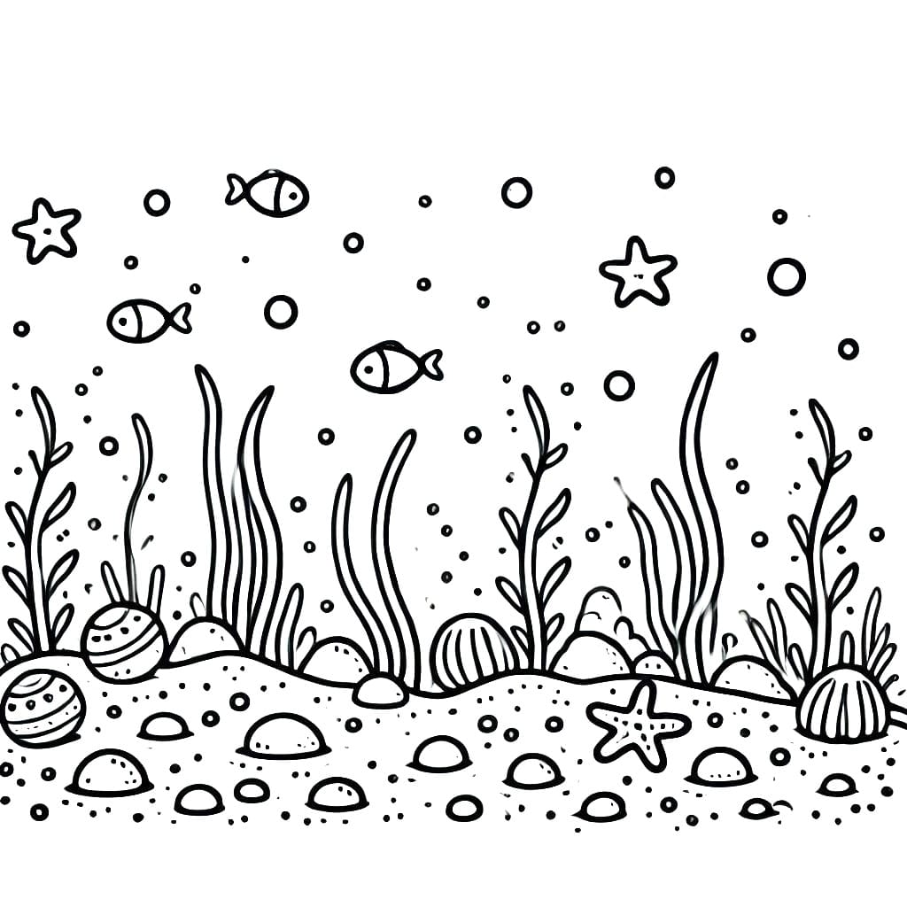 Desenho de Fundo do Mar Imprimivel Grátis para Crianças para Colorir