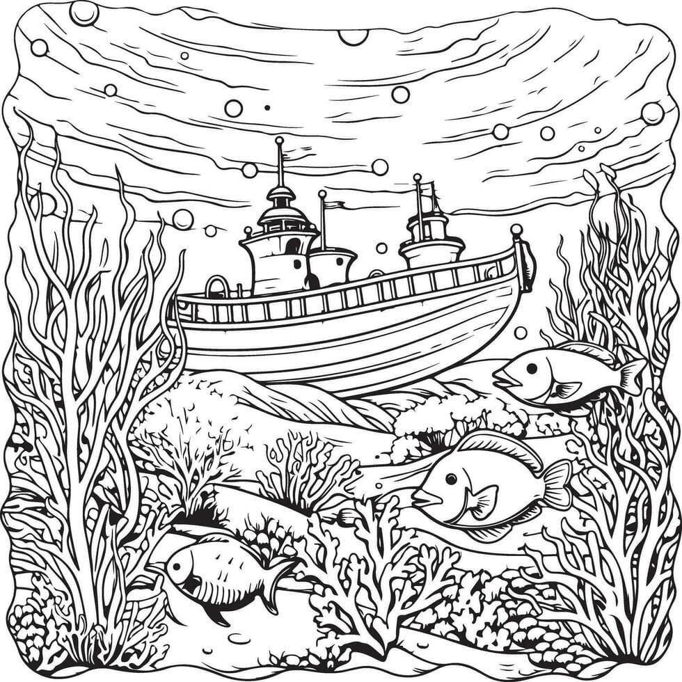 Desenho de Fundo do Mar Imprimivel para Colorir