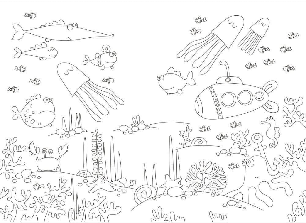 Desenho de Fundo do Mar para Crianças de 5 Anos para Colorir