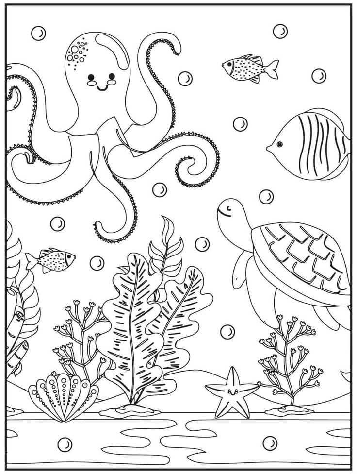 Desenho de Fundo do Mar para Crianças de 6 Anos para Colorir