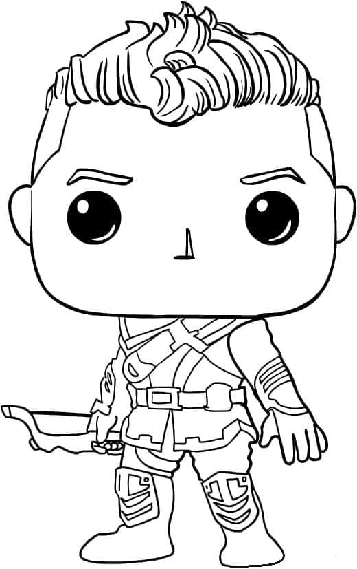 Desenho de Gavião Arqueiro Funko Pop para Colorir