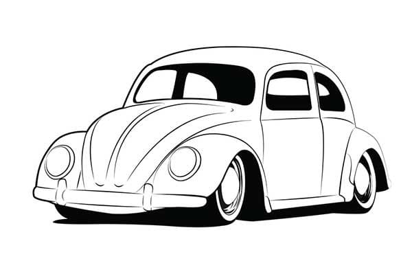 Desenho de Fusca Completo para Colorir