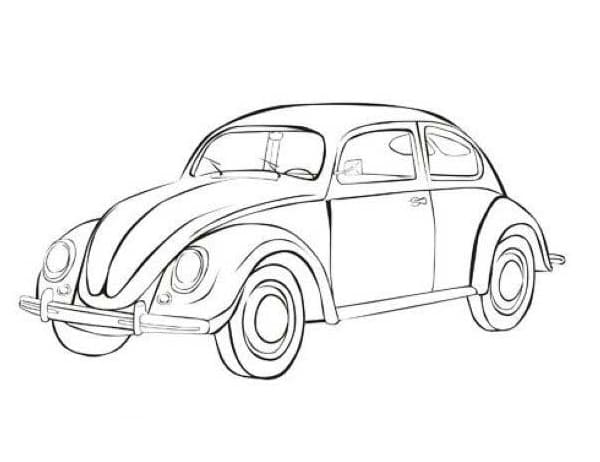 Desenho de Fusca Detalhado para Colorir