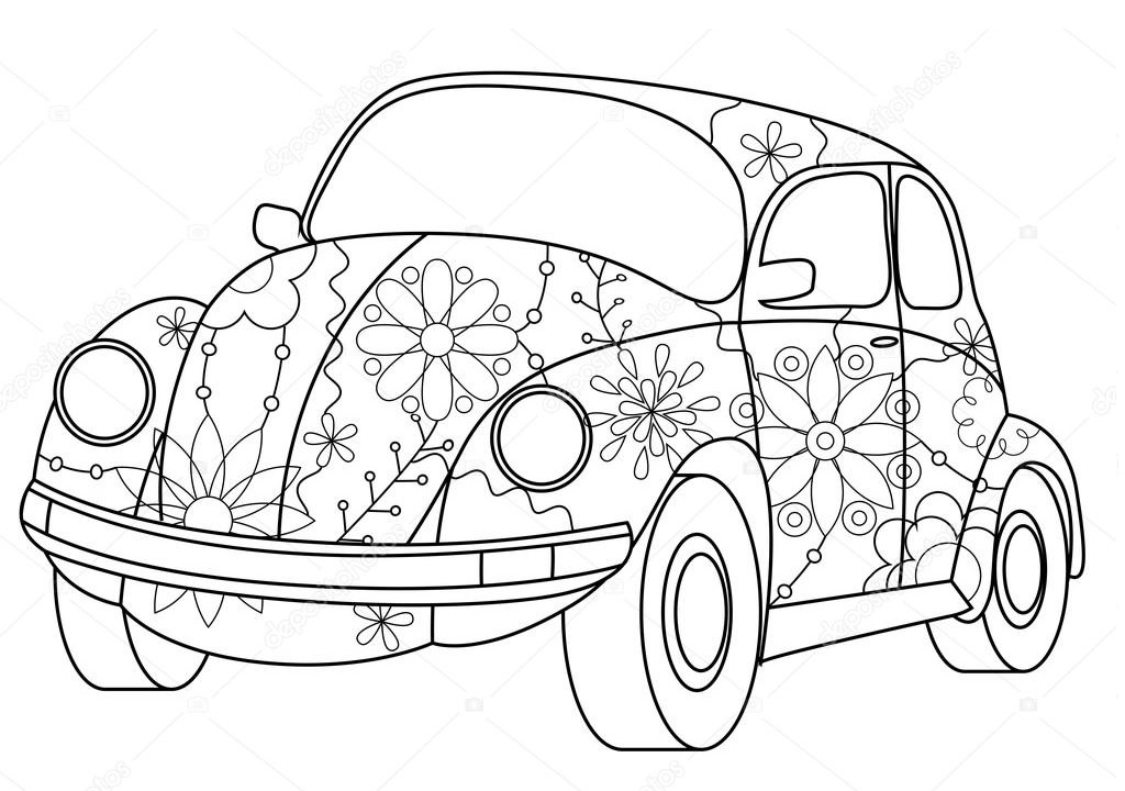 Desenho de Fusca Infantil para Imprimir