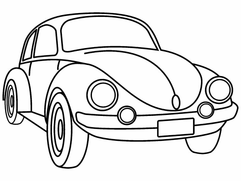 Desenho de Fusca Simples para Colorir Pdf