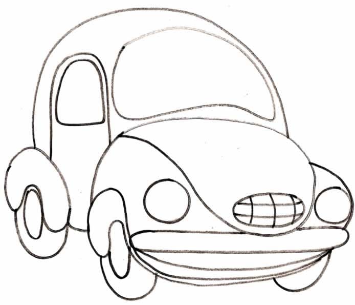 Desenho Fusca Engraçado para Colorir