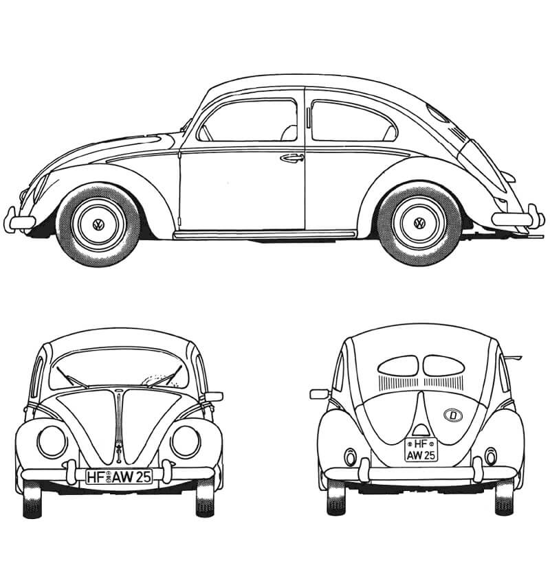 Desenho Volkswagen Beetle 1952 para Colorir