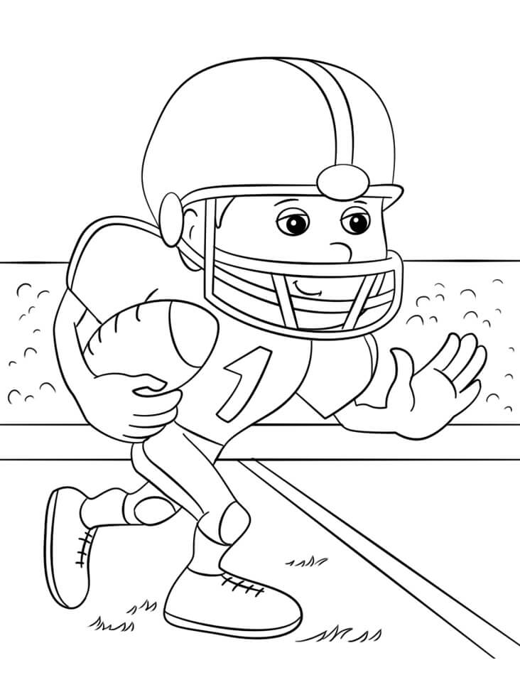 Desenho de Jogador de Futebol Americano em Campo para Colorir