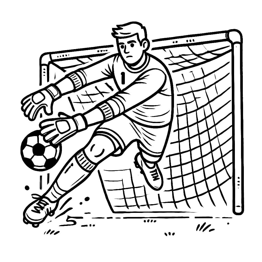Desenho de Bom Goleiro de Futebol para Colorir