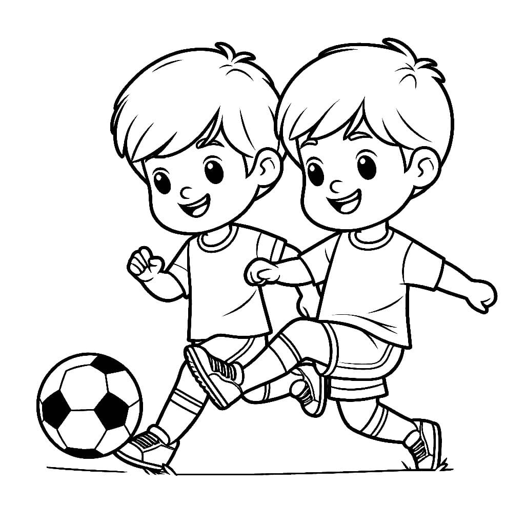 Desenho de Dois Jogadores de Futebol para Colorir